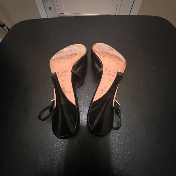 Kate Spade black patent leather slingback shoes size 7.5 - Picture 5 of 12